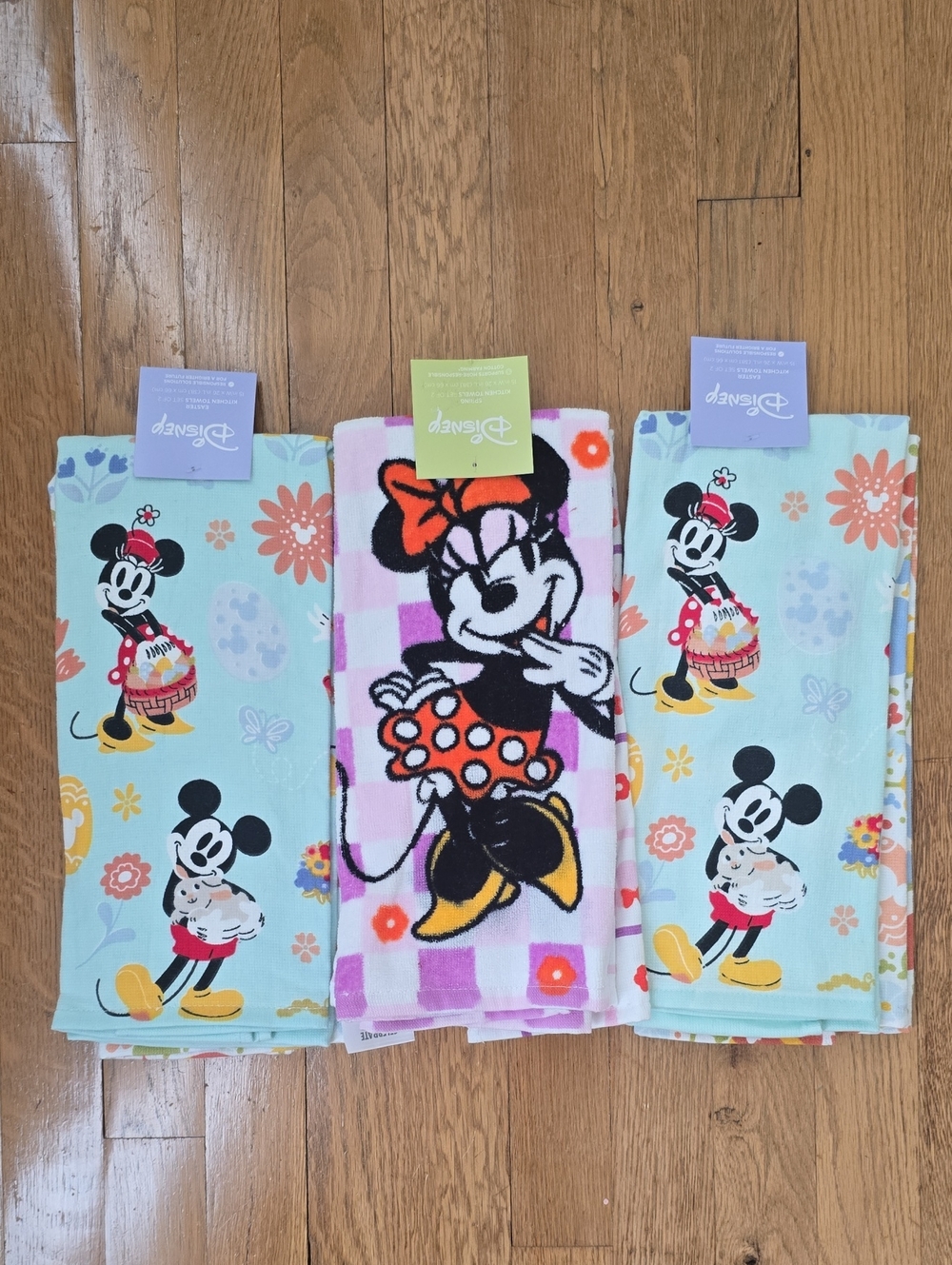 DISNEY MICKEY & MINNIE MOUSE SPRING KITCHEN HAND TOWELS BUNDLE OF 6 TOWELS
